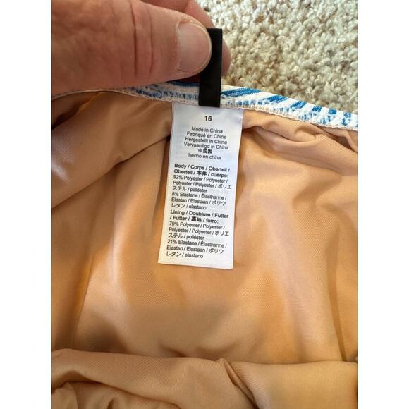 J. CREW Women's Swim suit/Bathing Suit, size 16, Blue & White striped - Picture 8 of 9